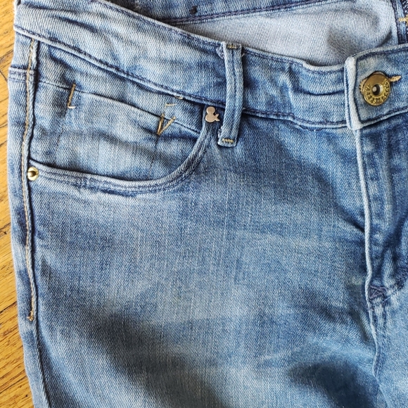 Ankle cut distressed blue denim with zipper detail - Picture 3 of 5